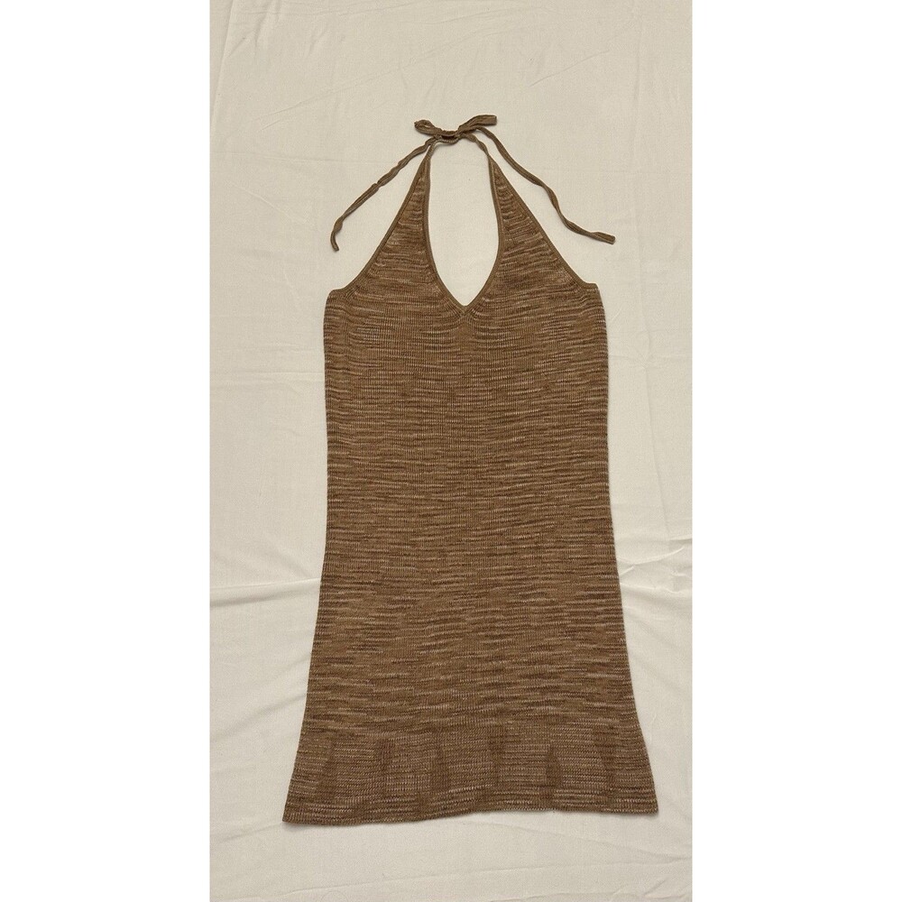 Sweater Knit Halter Dress Brown Boho Hippie 90’s Earthy Indie Festival Small